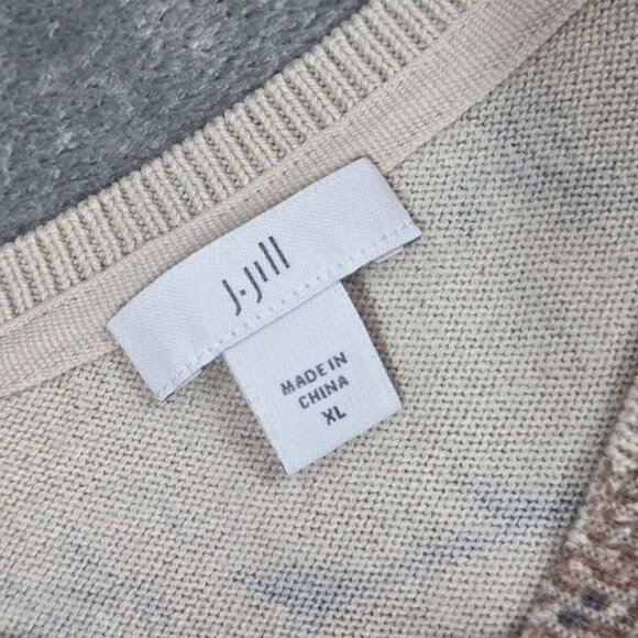 J Jill Sweater Womens XL Cream Paisley Neutral Coastal Casual Beachy Pullover - Picture 3 of 7